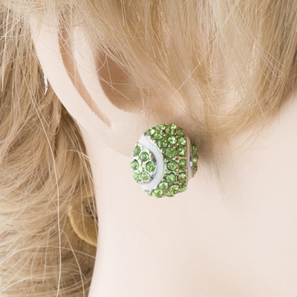 Sport Tennis Crystal Rhinestone 14mm Drop Stud Fashion Earrings Silver Green - Accessoriesforever