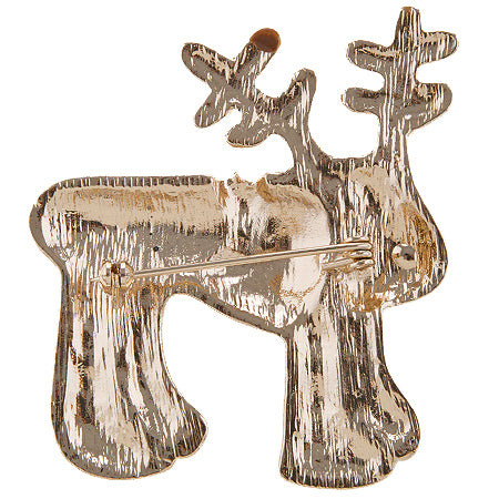 Christmas Jewelry Crystal Rhinestone Adorable Reindeer Brooch Pin BH229 Brown