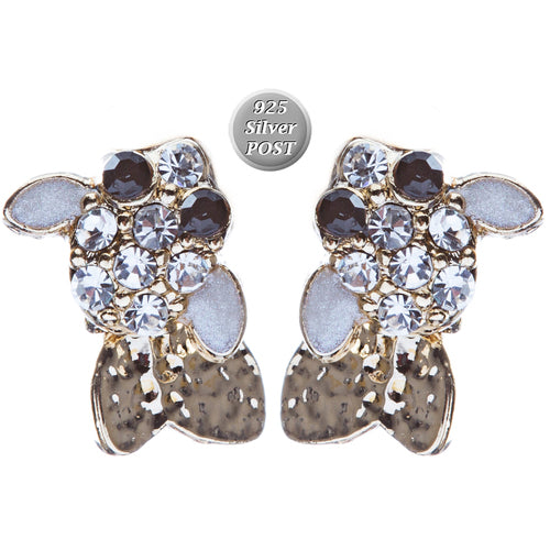 Adorable Crystal Accent Fish Tiny Stud Style Fashion Earrings E504 Gold White