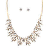 Bridal Wedding Jewelry Crystal Rhinestone Intricate Tear Drop Necklace J531 Gold