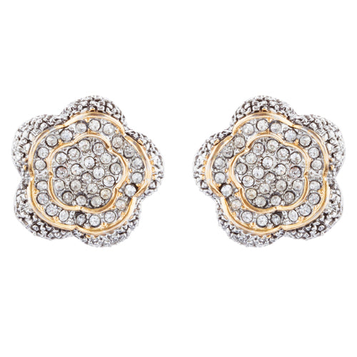 Sophisticated Classic Gorgeous Two-Tone Crystal Rhinestone Earrings E992 GDSV