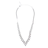 Bridal Wedding Jewelry Crystal Rhinestone Chic V Drop Necklace Set J687 Silver