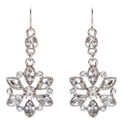 Bridal Wedding Jewelry Set Crystal Rhinestone Classic Bib Design J589 Silver - Accessoriesforever