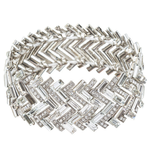 Fashion Chic Crystal Rhinestone Dazzling Chevron Design Bracelet B424 Silver