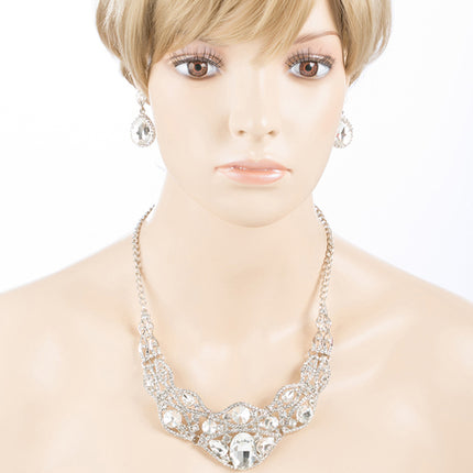 Bridal Wedding Jewelry Set Crystal Rhinestone Gorgeous Bib Design Necklace J584 - Accessoriesforever