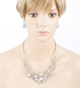 Bridal Wedding Jewelry Set Crystal Rhinestone Gorgeous Bib Design Necklace J584