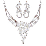 Bridal Wedding Jewelry Set Crystal Rhinestone Pearl Exquisite Design Silver
