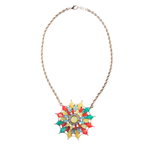 Modern Fashion Crystal Rhinestone Grand Floral Arrangement Necklace JN246 Multi - Accessoriesforever