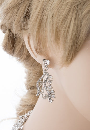 Bridal Wedding Jewelry Set Crystal Rhinestones Stunning Bib Necklace Silver - Accessoriesforever