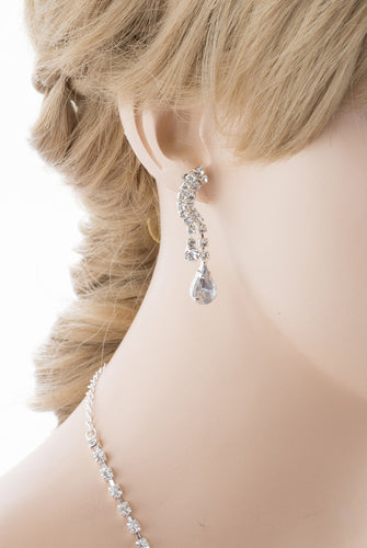 Bridal Jewelry Set Chunky Teardrop Crystal Rhinestone L