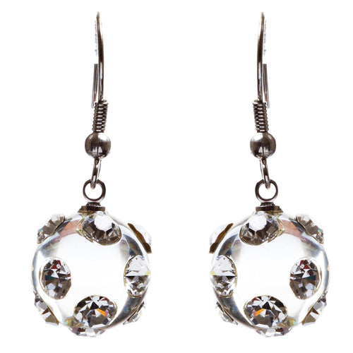Bridal Wedding Jewelry Crystal Rhinestone Adorable Crystal Ball Earrings E79 SLV