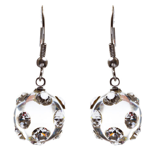 Bridal Wedding Jewelry Crystal Rhinestone Adorable Crystal Ball Earrings E79 SLV - Accessoriesforever