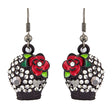 Halloween Costume Jewelry Crystal Rhinestone Rose Skull Earrings E1154 Black