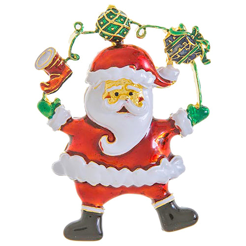 Christmas Jewelry Holiday Enamel Jolly Santa Gift Accent Brooch Pin BH197 Multi