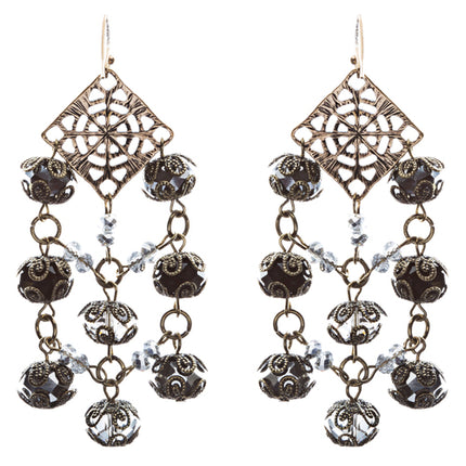 Bold Fashion Extraordinary Beaded Charms Design Dangle Earrings E853 Black - Accessoriesforever
