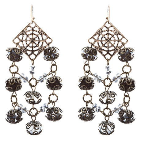 Bold Fashion Extraordinary Beaded Charms Design Dangle Earrings E853 Black