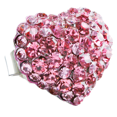 Beautiful Fashion Heart Shape Crystal Stretch Ring Pink