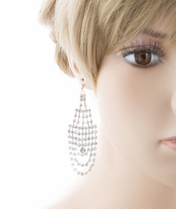 Bridal Wedding Jewelry Crystal Rhinestone Dazzling Drape Dangle Earrings E984 SV - Accessoriesforever