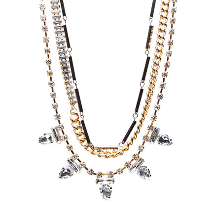 Fascinating Style Crystal Rhinestone Multi Layer Tear Drop Necklace N78 Clear