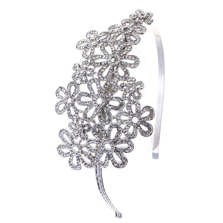 Bridal Wedding Jewelry Hair Headband Tiara Crystal Rhinestones Flower Cluster