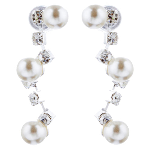Bridal Wedding Jewelry Set Crystal Rhinestone Pearl Patterned Necklace Earrings - Accessoriesforever