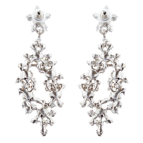 Bridal Wedding Jewelry Crystal Rhinestone Pearl Elegant Dangle Earrings Silver