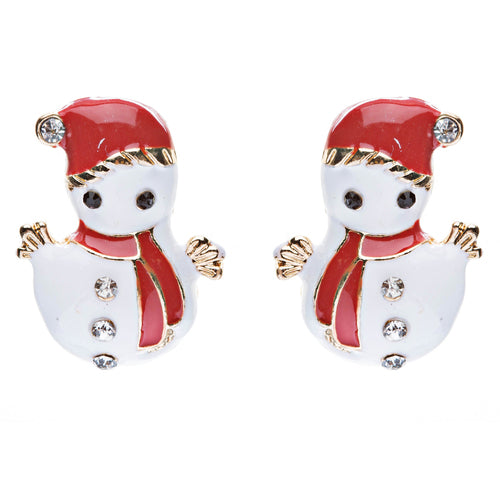 Christmas Jewelry Crystal Rhinestone Cute Adorable Snowman Earrings E642
