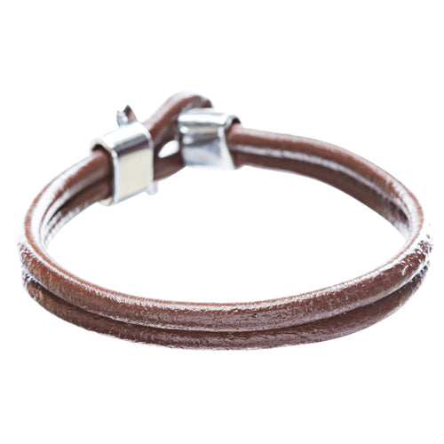 2-Strand Loop with T Clasp Leather Bracelet Brown - Accessoriesforever