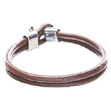 2-Strand Loop with T Clasp Leather Bracelet Brown