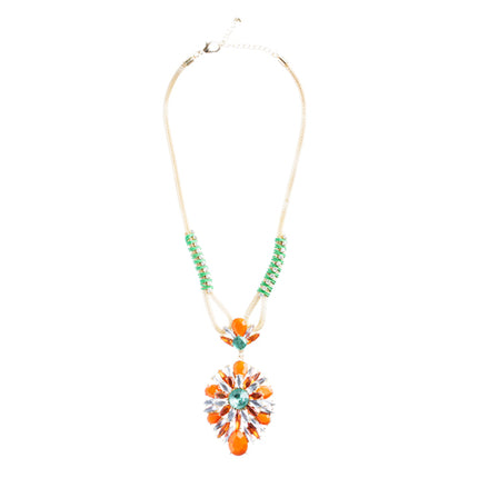 Stylish Modern Fashion Crystal Rhinestone Fascinating Necklace Set N82 Orange - Accessoriesforever