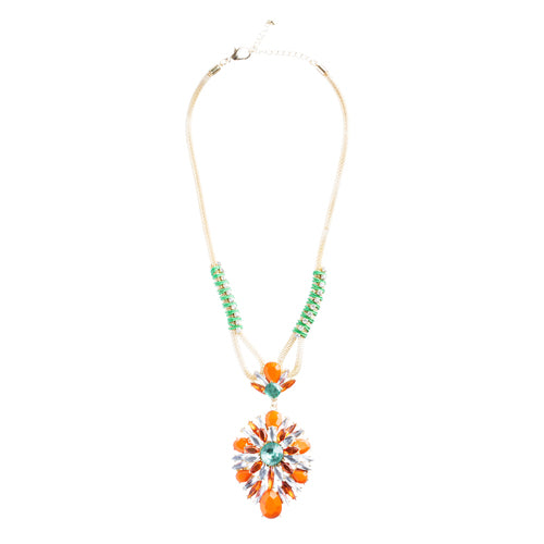 Stylish Modern Fashion Crystal Rhinestone Fascinating Necklace Set N82 Orange - Accessoriesforever