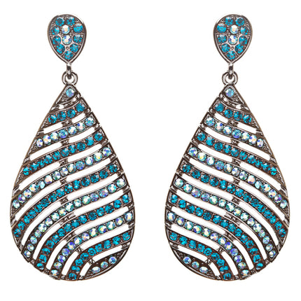 Modern Fashion Crystal Rhinestone Stunning Leaf Design Dangle Earrings E729 Blue