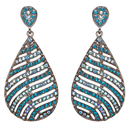 Modern Fashion Crystal Rhinestone Stunning Leaf Design Dangle Earrings E729 Blue - Accessoriesforever