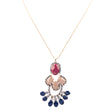 Beautiful Formica Crystal Pendant Statement Jewelry Fashion Necklace Gold Red