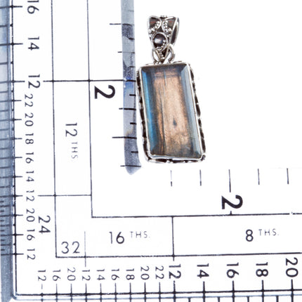 925 Sterling Silver Natural Gemstones Labradorite Pendant FJSVP2086 - Accessoriesforever