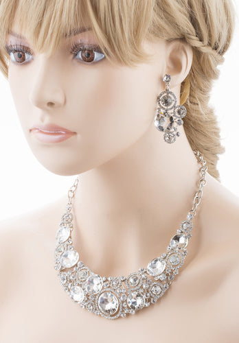 Bridal Wedding Jewelry Crystal Rhinestone Spellbinding Bib Necklace J506 Silver