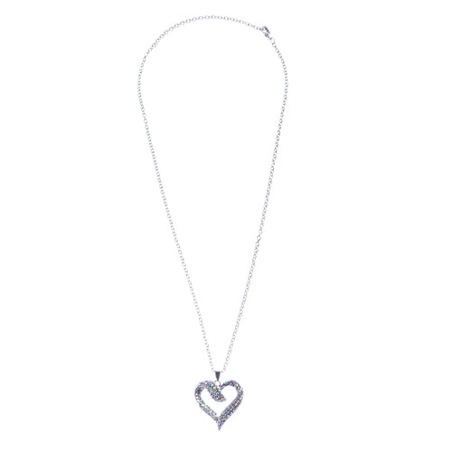 Valentines Jewelry Crystal Rhinestone Beautiful Heart Pendant Necklace N90 SV - Accessoriesforever