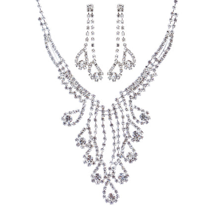 Bridal Wedding Jewelry Crystal Rhinestone Magnificent Design Necklace J571Silver - Accessoriesforever