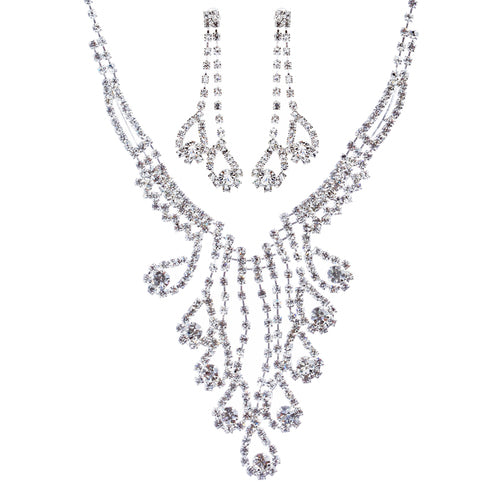 Bridal Wedding Jewelry Crystal Rhinestone Magnificent Design Necklace J571Silver
