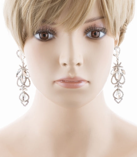 Bridal Wedding Jewelry Crystal Rhinestone Delicate Intricate Earrings E715 SLV - Accessoriesforever