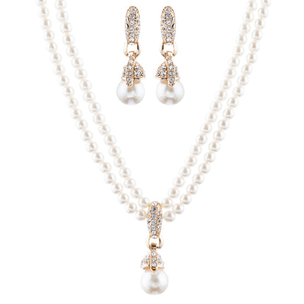 Bridal Wedding Jewelry Set Pearl Rhinestone LN Creme - Accessoriesforever