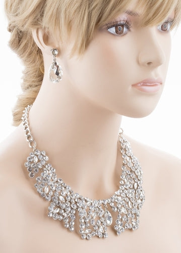 Bridal Wedding Jewelry Crystal Rhinestone Grand Finely Crafted Necklace J504SL