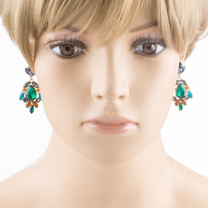 Modern Fashion Crystal Rhinestone Stylish Dangle Earrings E707 Green - Accessoriesforever