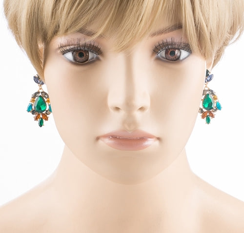 Modern Fashion Crystal Rhinestone Stylish Dangle Earrings E707 Green