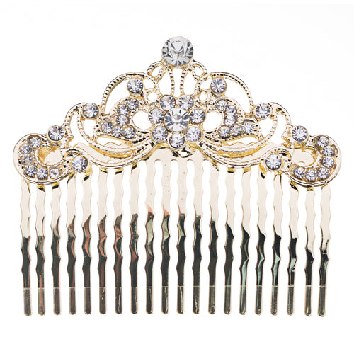 Bridal Wedding Jewelry Crystal Rhinestone Beautiful Vintage Hair Comb Pin Gold