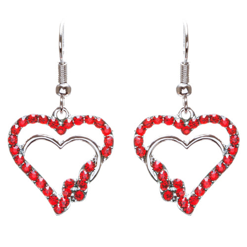 Valentines Jewelry Beautiful Crystal Rhinestone Hearts Earrings E907 Red