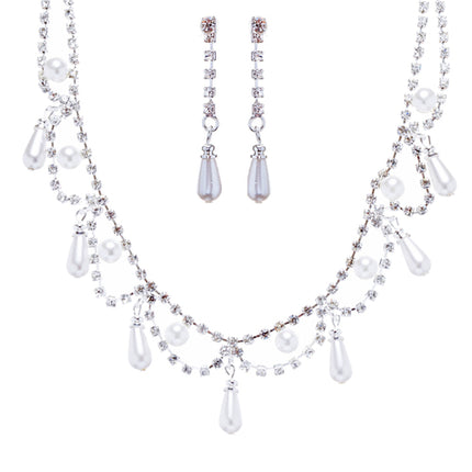 Bridal Wedding Jewelry Set Crystal Rhinestone Pearl DG - Accessoriesforever