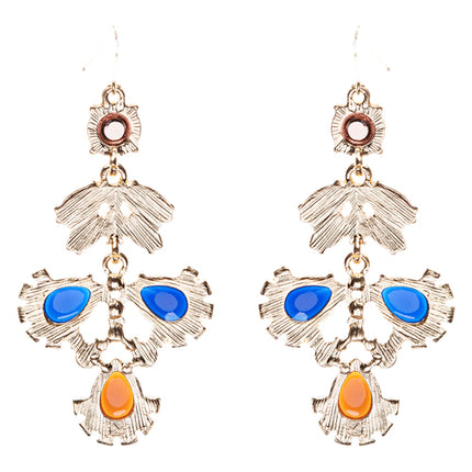Modern Fashion Crystal Rhinestone Beautiful Floral Design Earrings E819 Navy - Accessoriesforever
