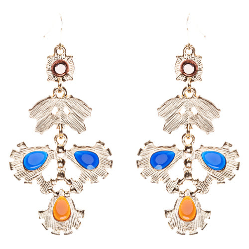Modern Fashion Crystal Rhinestone Beautiful Floral Design Earrings E819 Navy