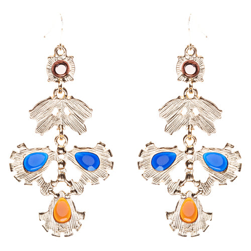 Modern Fashion Crystal Rhinestone Beautiful Floral Design Earrings E819 Navy
